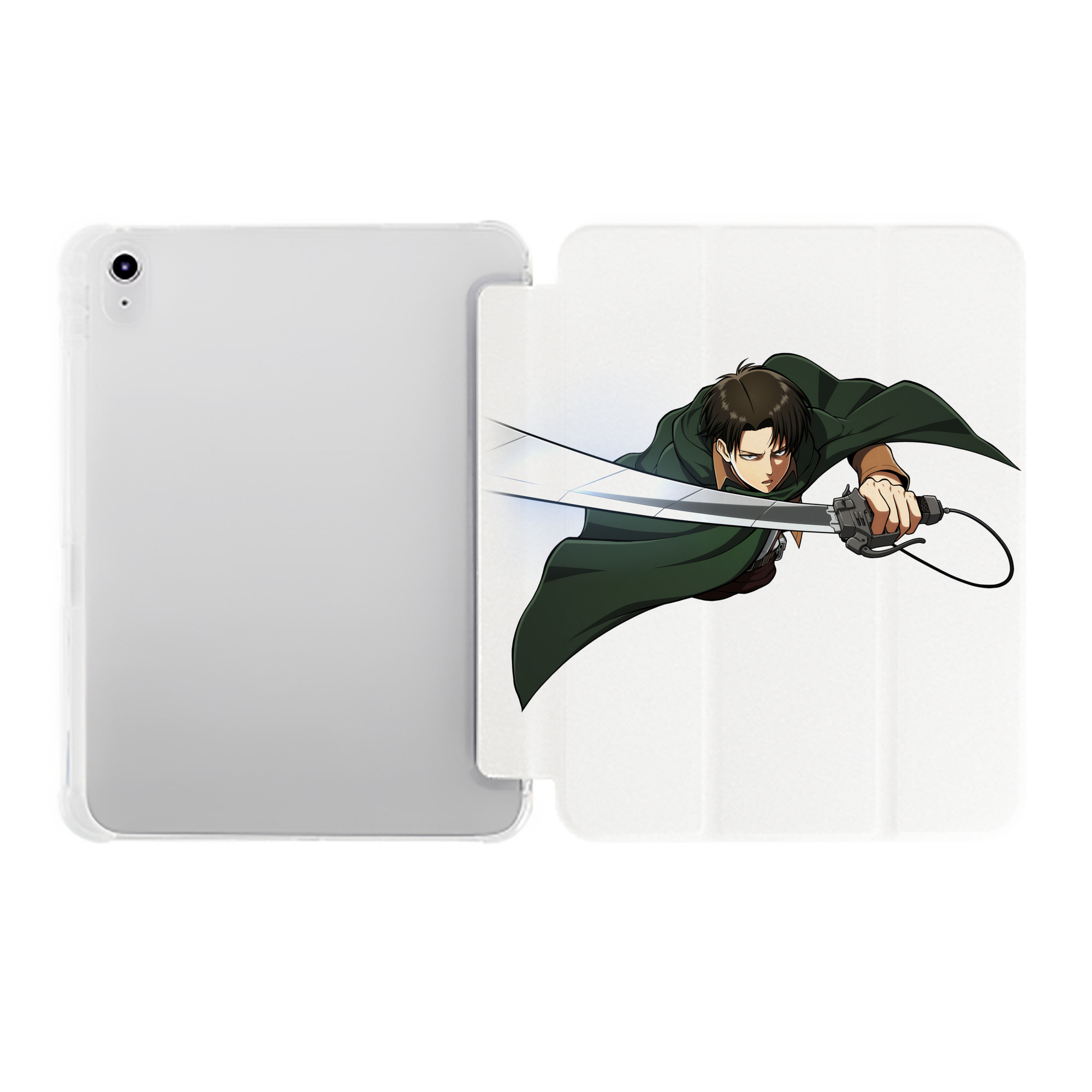 （画像用） 進撃の巨人 リヴァイ·アッカーマン Attack on Titan Levi Ackerman IPad ケース ペン収納付き 三つ折りスタンド PUレザー×シリコン 対応機種9.5/10.5/10.9インチ